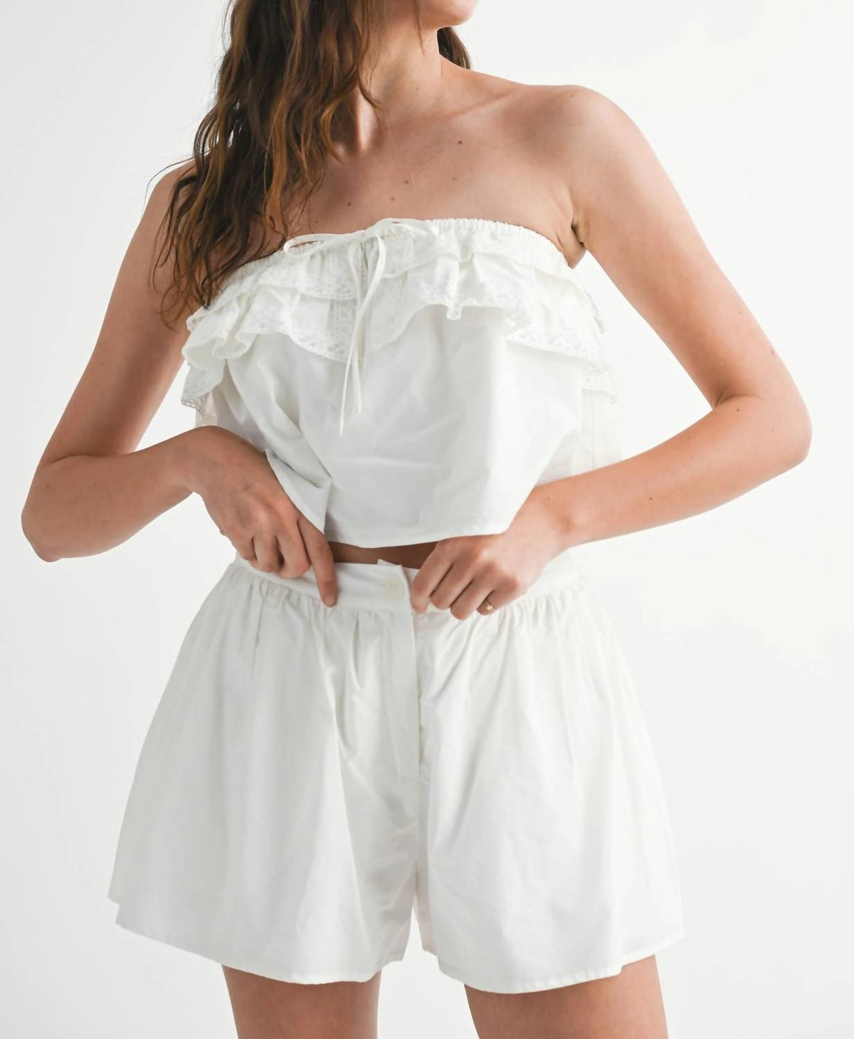 Mable - Mary Catherine Ruffle Lace Top & Shorts Set