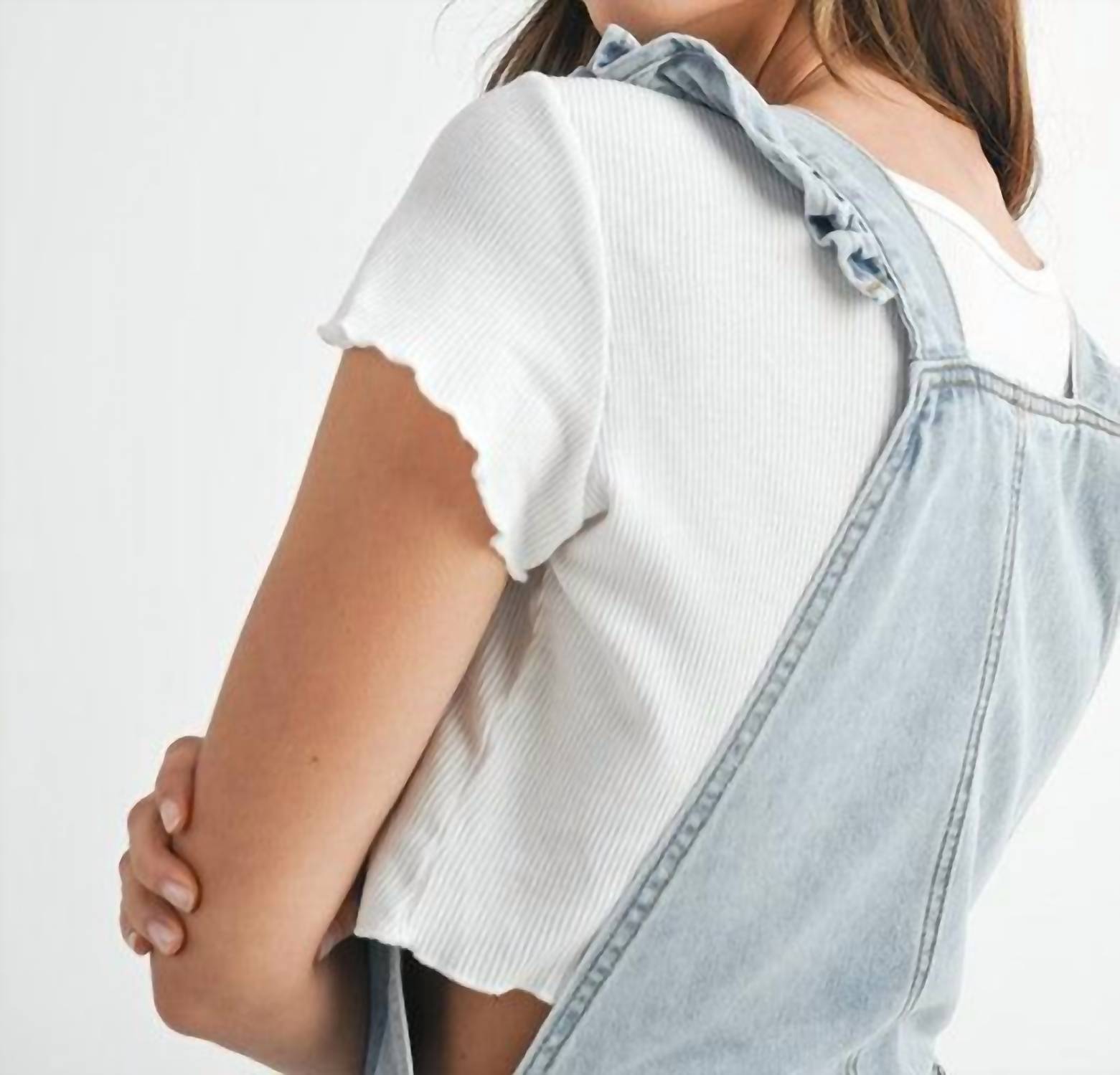 Mable - REMI RUFFLE DENIM OVERALLS - blue - clothing - jumpsuits