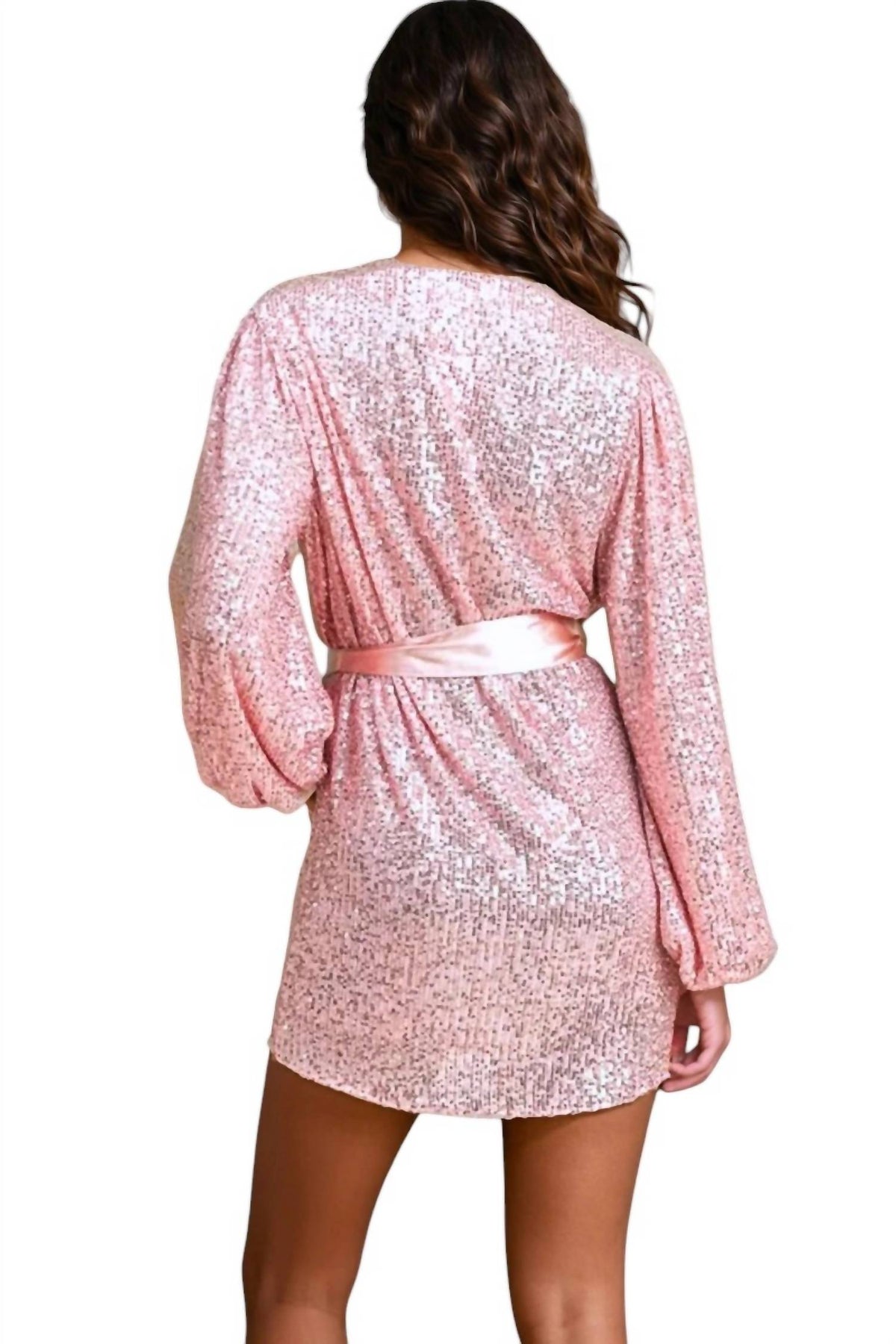 Mable - Samantha Sequined Long Sleeve Wrap Dress
