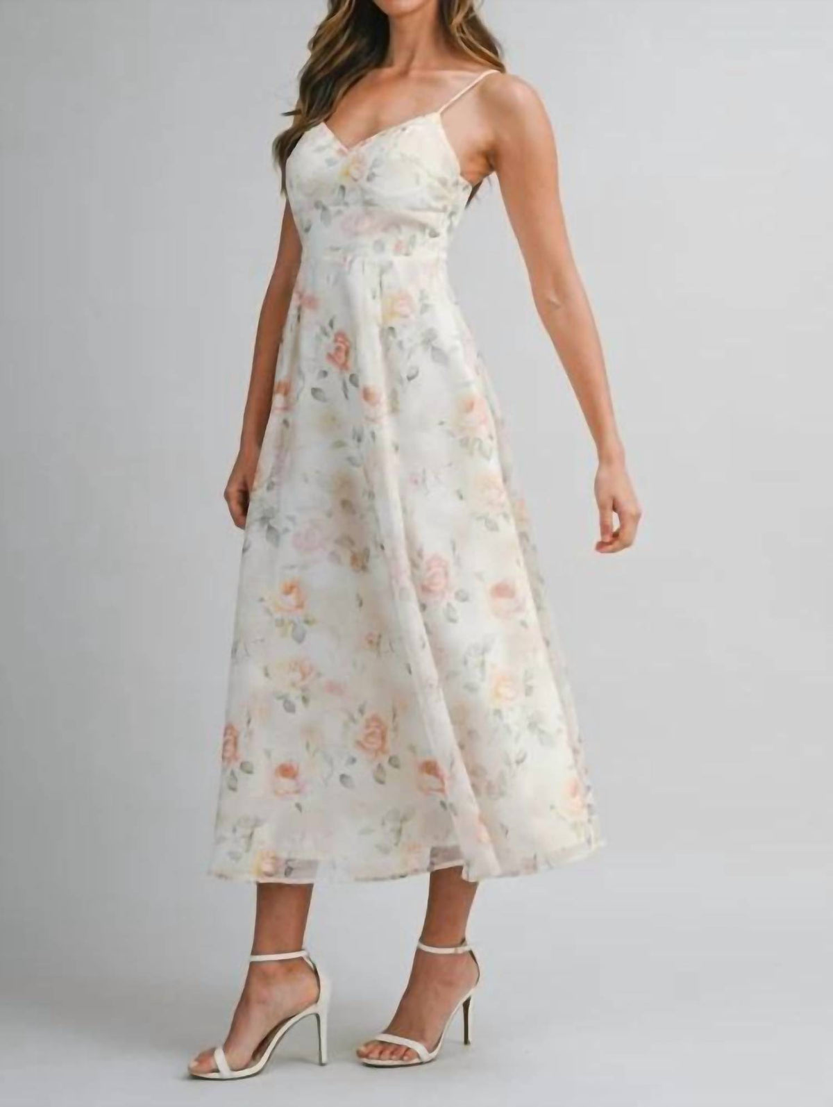 Mable - Spaghetti Adjustable Strap Midi Dress