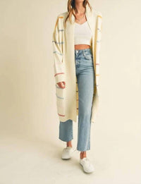 Mable - Stripe Open Long Midi Cardigan