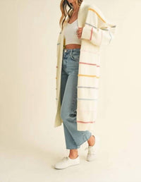 Mable - Stripe Open Long Midi Cardigan