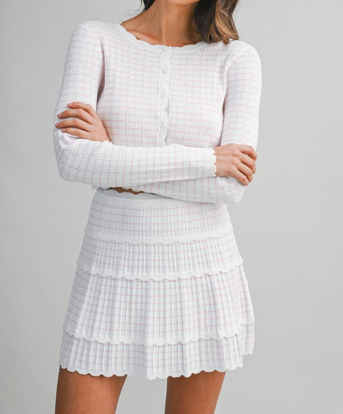 Mable - Stripe Pointelle Knit Set