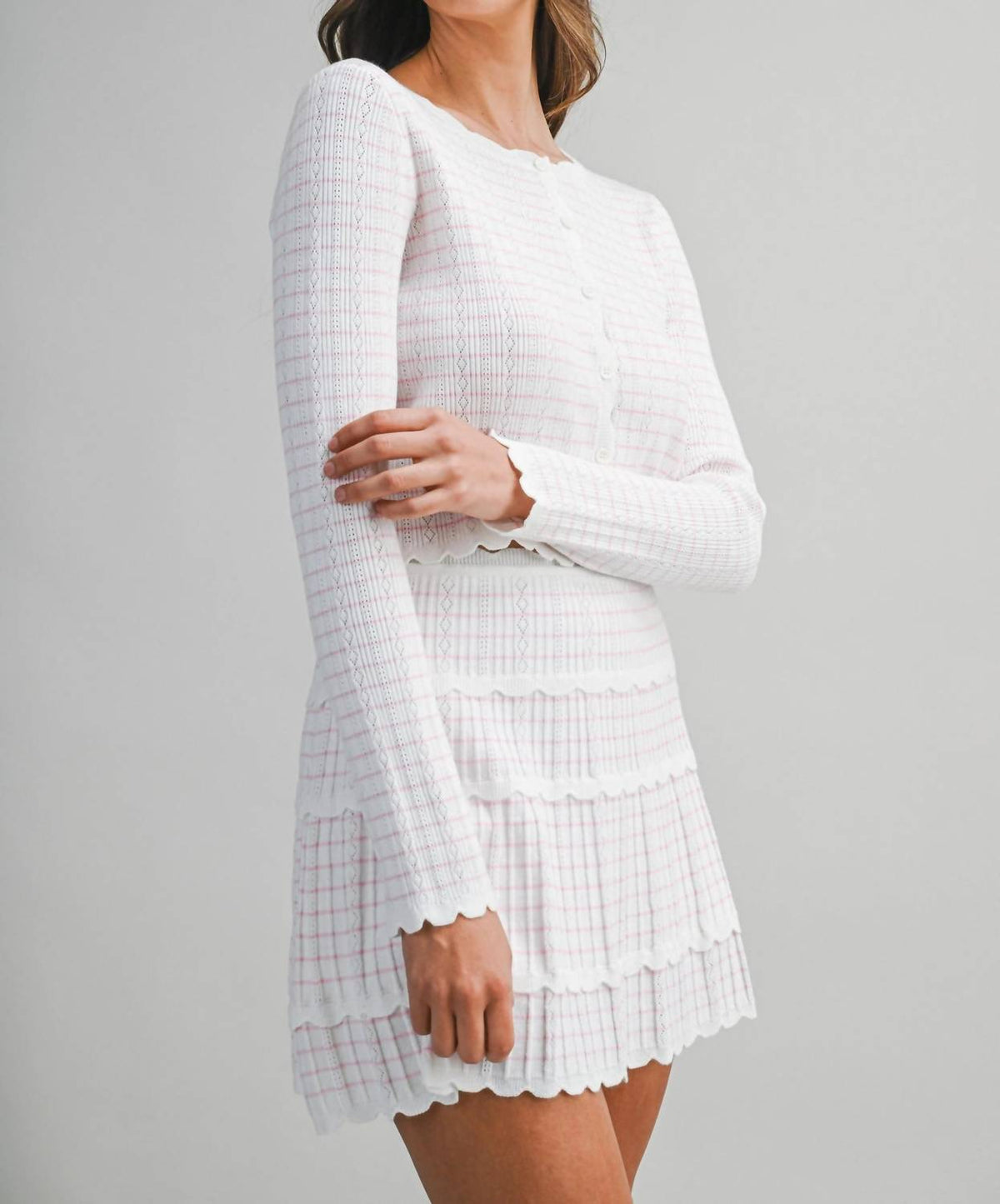 Mable - Stripe Pointelle Knit Set
