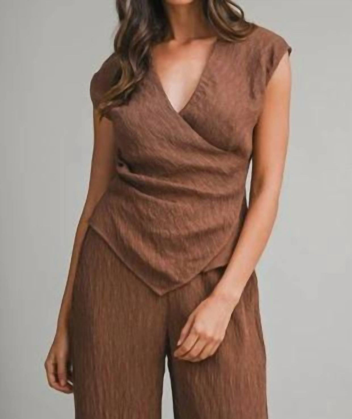 Mable - Textured Fabric V-neck Top