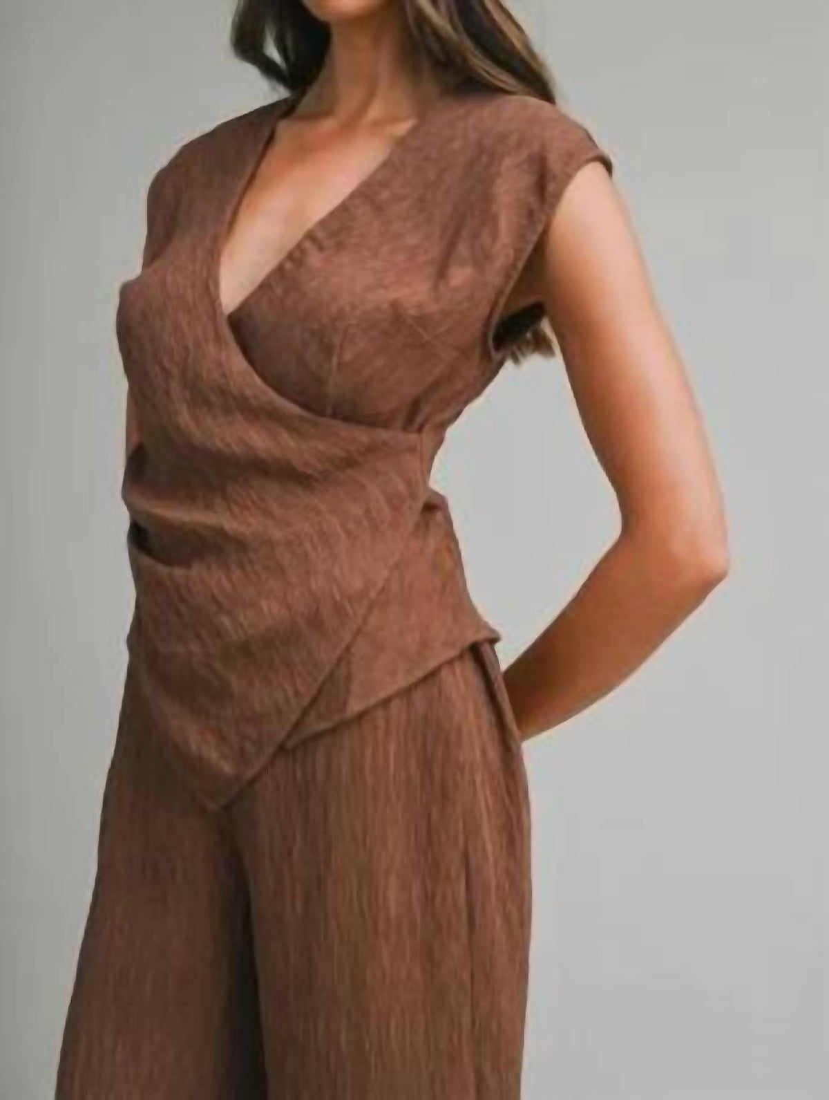 Mable - Textured Fabric V-neck Top