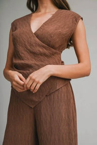 Mable - Textured Fabric V-neck Top