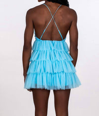 Mable - Tiered Tulle Plunge Dress