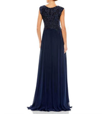 Mac Duggal - Embellished Bodice Cap Sleeve Dress - blue - clothing - dresses