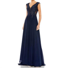 Mac Duggal - Embellished Bodice Cap Sleeve Dress - blue - clothing - dresses