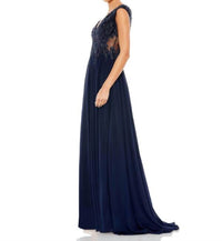 Mac Duggal - Embellished Bodice Cap Sleeve Dress - blue - clothing - dresses