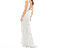Mac Duggal - Faux Wrap V - neck Slit Jersey Gown - clothing - dresses - maxi