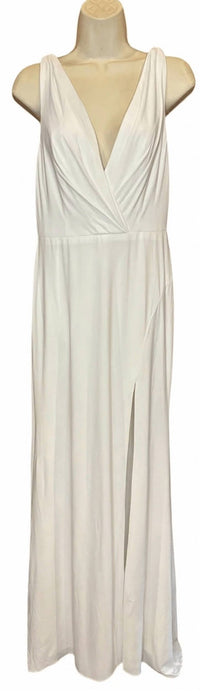 Mac Duggal - Faux Wrap V - neck Slit Jersey Gown - clothing - dresses - maxi
