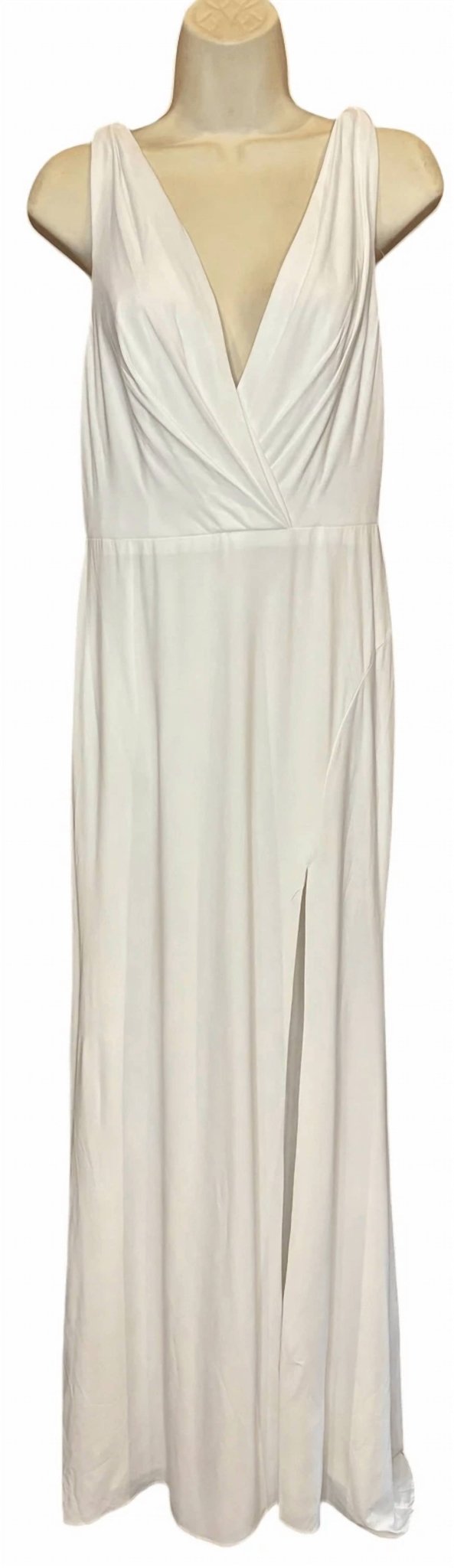 Mac Duggal - Faux Wrap V - neck Slit Jersey Gown - clothing - dresses - maxi