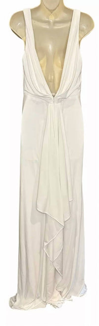 Mac Duggal - Faux Wrap V - neck Slit Jersey Gown - clothing - dresses - maxi