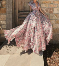 Mac Duggal - Floral Chiffon Ruffle Ball Gown