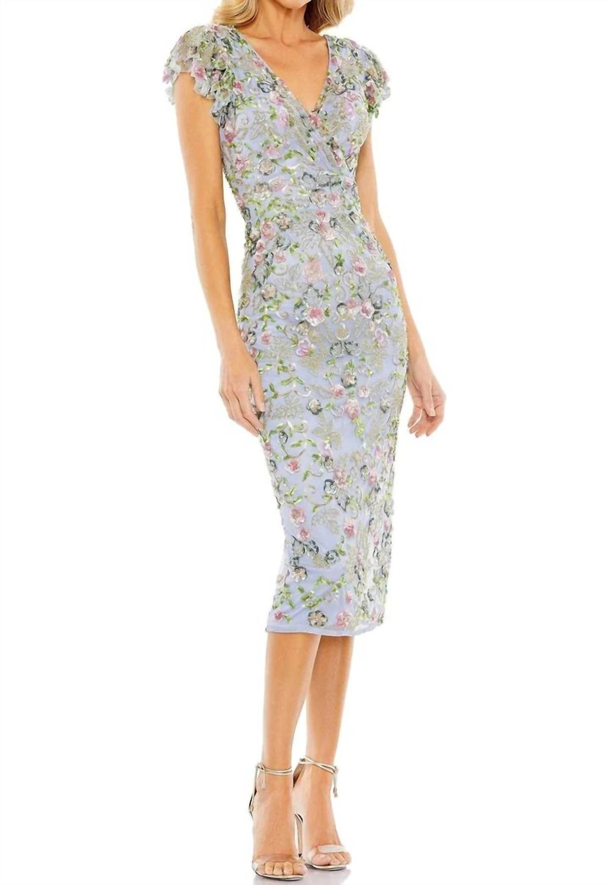 Mac Duggal - Flutter Sleeve Beaded Dress