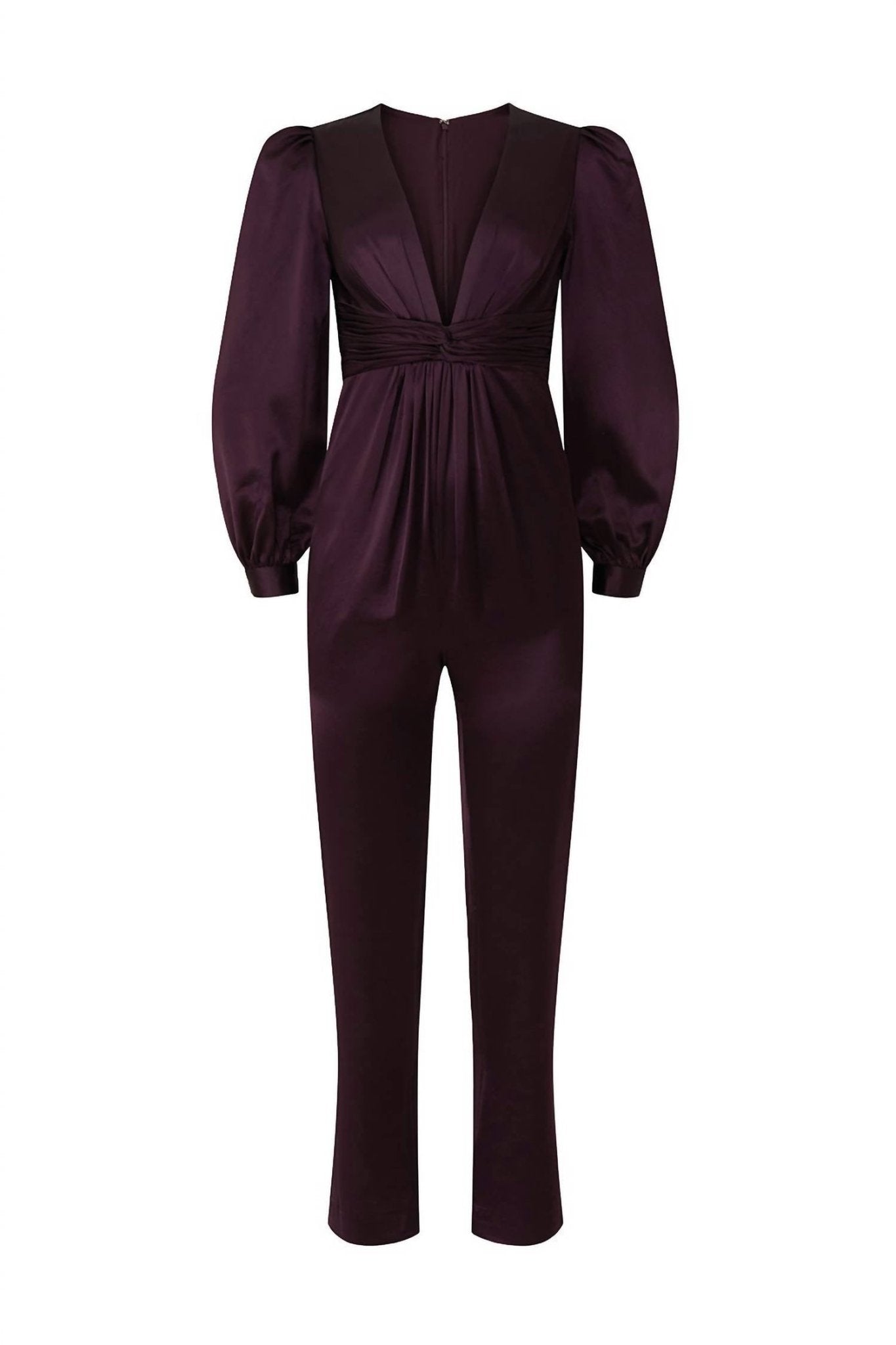 Mac Duggal - Front Twist Puff Sleeve Deep V Neck Jumpsuit - clothing - jumpsuits - pants