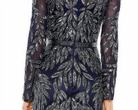 Mac Duggal - Long Sleeve Illusion Neck Sequin Beaded Gown