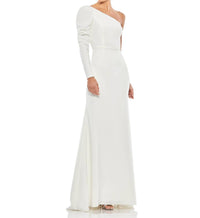 Mac Duggal - One - shoulder Gown With Dramatic Puff Sleeve And Thigh - high Slit - clothing - dresses - maxi
