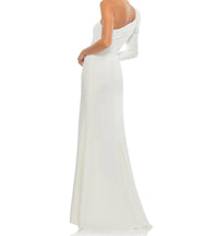Mac Duggal - One - shoulder Gown With Dramatic Puff Sleeve And Thigh - high Slit - clothing - dresses - maxi