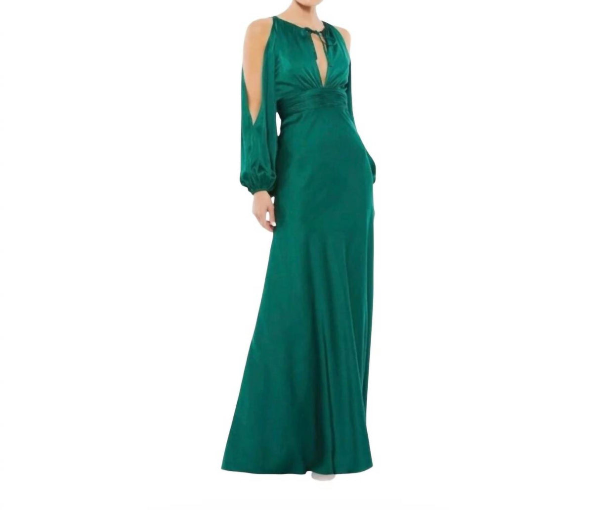 Mac Duggal - Satin Cold Shoulder Keyhole Gown