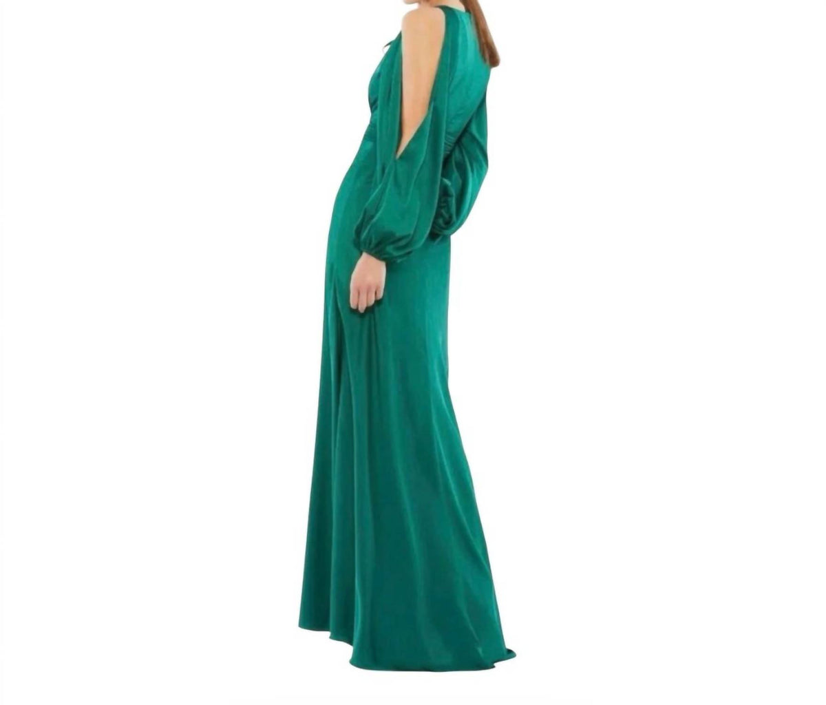 Mac Duggal - Satin Cold Shoulder Keyhole Gown