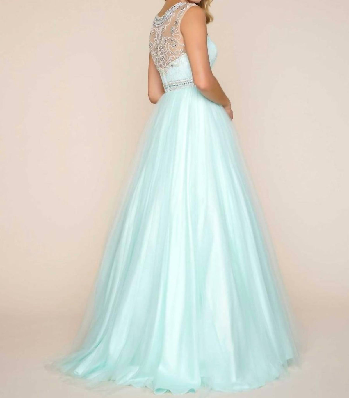 Mac Duggal - SCOOP NECK BEADED BALL GOWN