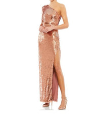 Mac Duggal - Sequin One Sleevecolumn Gown - brown - clothing - dresses