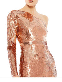 Mac Duggal - Sequin One Sleevecolumn Gown - brown - clothing - dresses