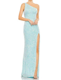 Mac Duggal - Sequined One Shoulder Draped Gown