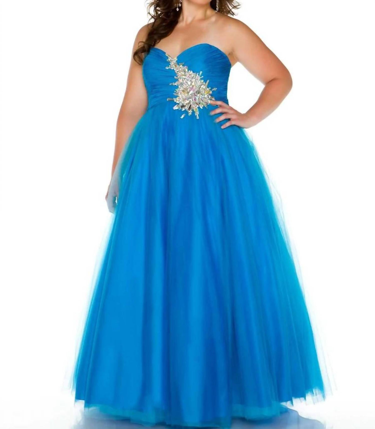 Mac Duggal - STRAPLESS BEADED GOWN - PLUS