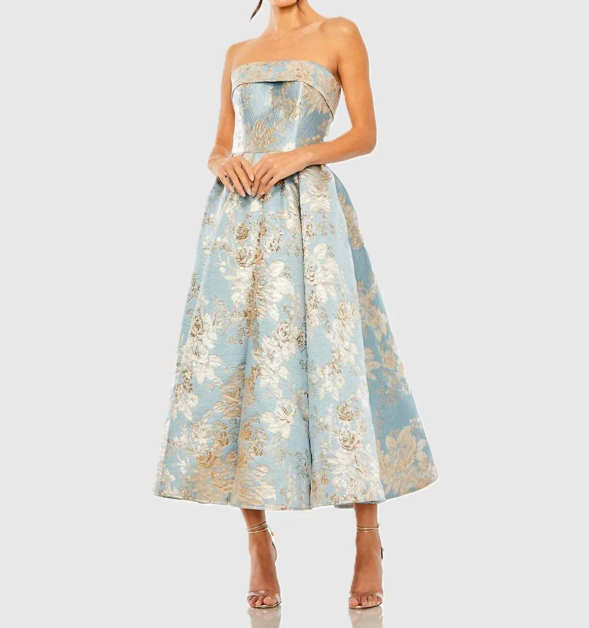 Mac Duggal - Strapless Brocade Midi Dress