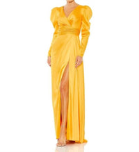 Mac Duggal - V Neckline Long Puff Sleeves Maxi Column Gown - clothing - dresses - maxi