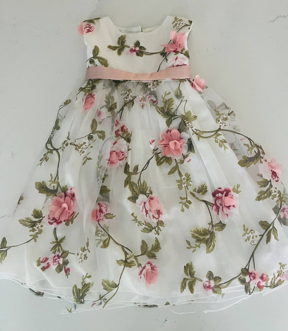 Macis - Girl's Flutter Rose Applique Dress