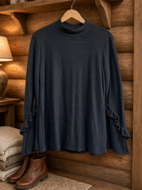 Madelyn - Women's Hacci Mock Neck Long Sleeve Top