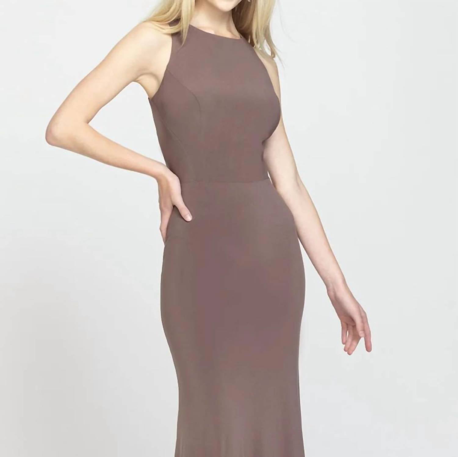 Madison James - Formal Long Prom Dress - brown - clothing - dresses