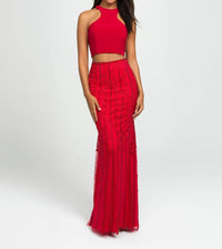 Madison James - Halter Neck Prom Dress - clothing - dresses - patterned