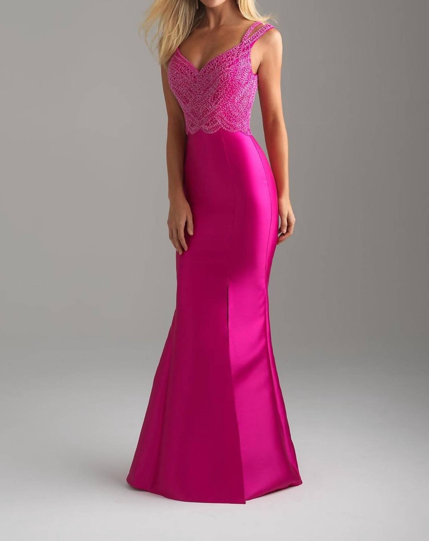 Madison James - Mikado Trumpet Prom Dress - clothing - dresses - patterned