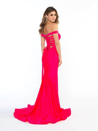 Madison James - Off The Shoulder Lace Prom Dress - clothing - dresses - pink