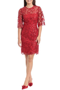 Maggy London - Embroidered Sequin Knee Length Dress - clothing - dresses - floral