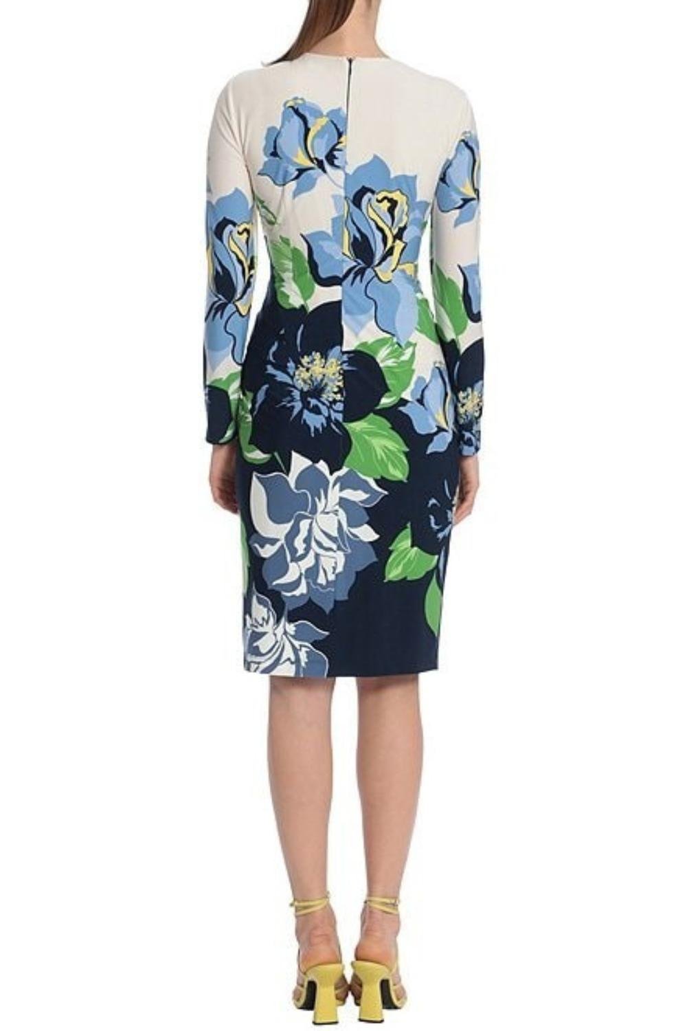 Maggy London - Floral Print Midi Sheath Dress - beige - clothing - dresses