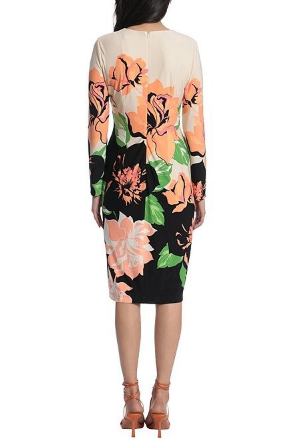 Maggy London - Floral Print Midi Sheath Dress - clothing - dresses - floral