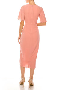 Maggy London - Short Sleeve Wrap Midi Dress - clothing - dresses - midi