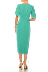 Maggy London - Short Sleeve Wrap Midi Dress - clothing - dresses - green
