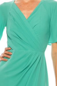 Maggy London - Short Sleeve Wrap Midi Dress - clothing - dresses - green