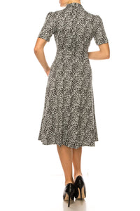 Maggy London - Tie Neck Fit And Flare Dress - brown - clothing - dresses