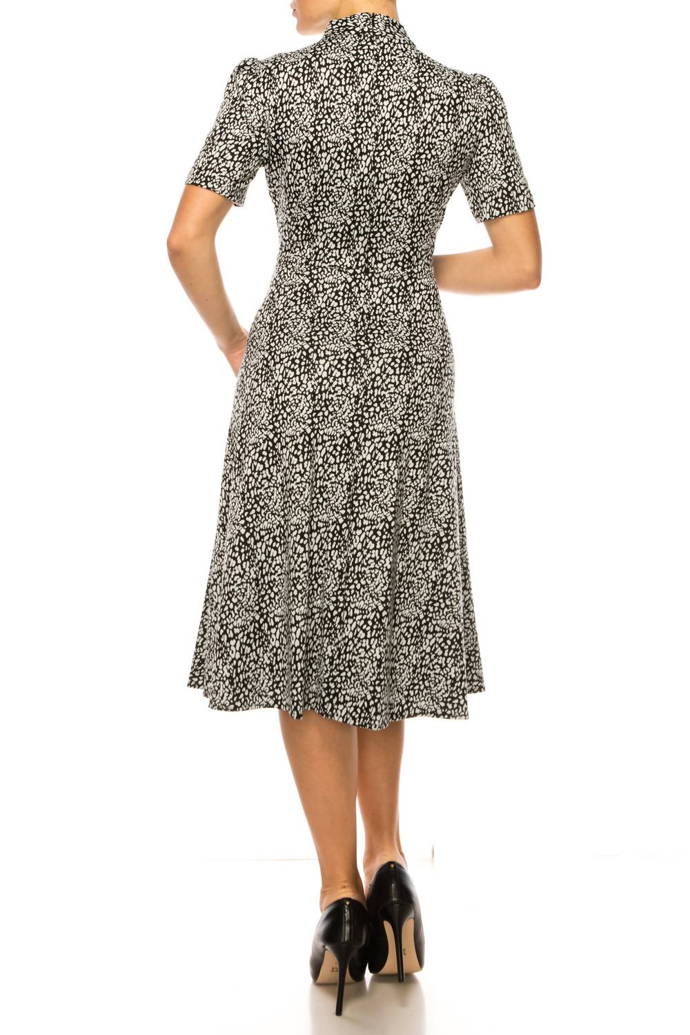 Maggy London - Tie Neck Fit And Flare Dress - brown - clothing - dresses