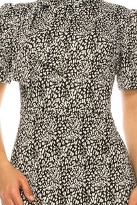 Maggy London - Tie Neck Fit And Flare Dress - brown - clothing - dresses