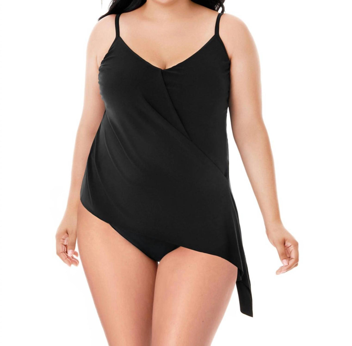 Magicsuit - Plus Size Side Tie V-Neck Alex Underwire Tankini Top